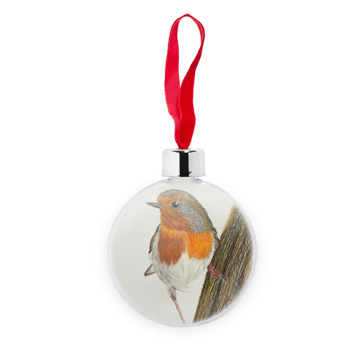 Robin Print Transparent Christmas bauble