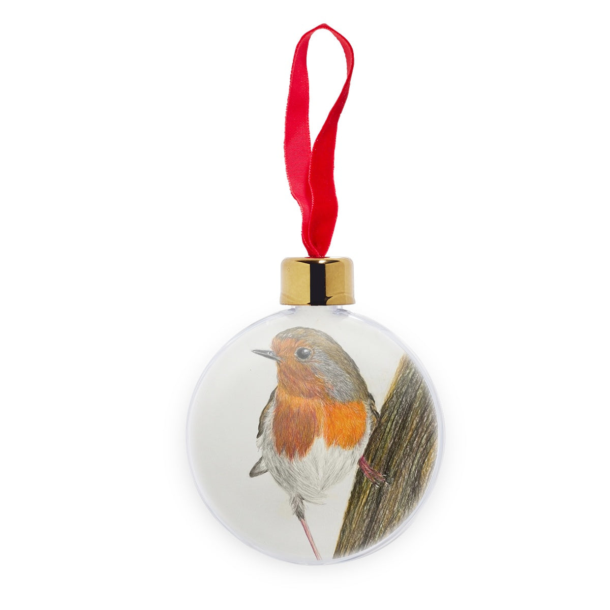 Robin Print Transparent Christmas bauble