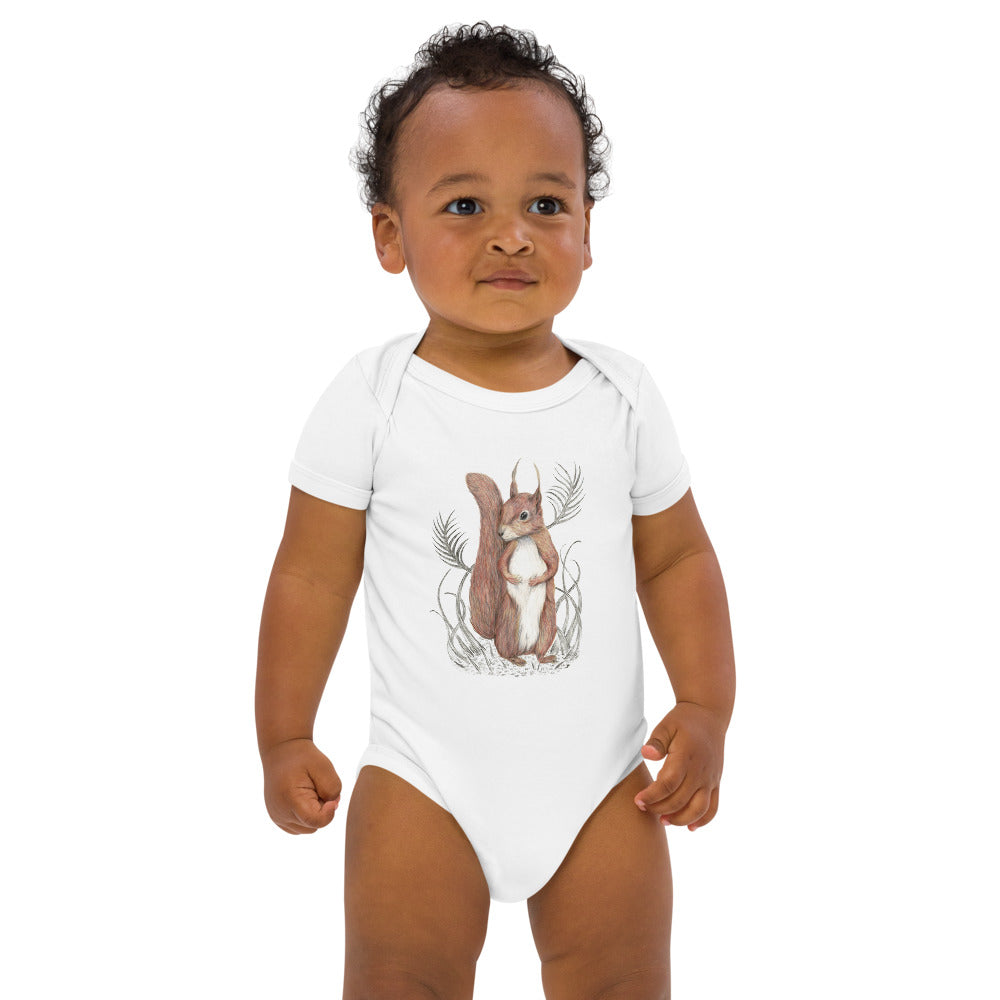 Organic cotton baby bodysuit Squirrel