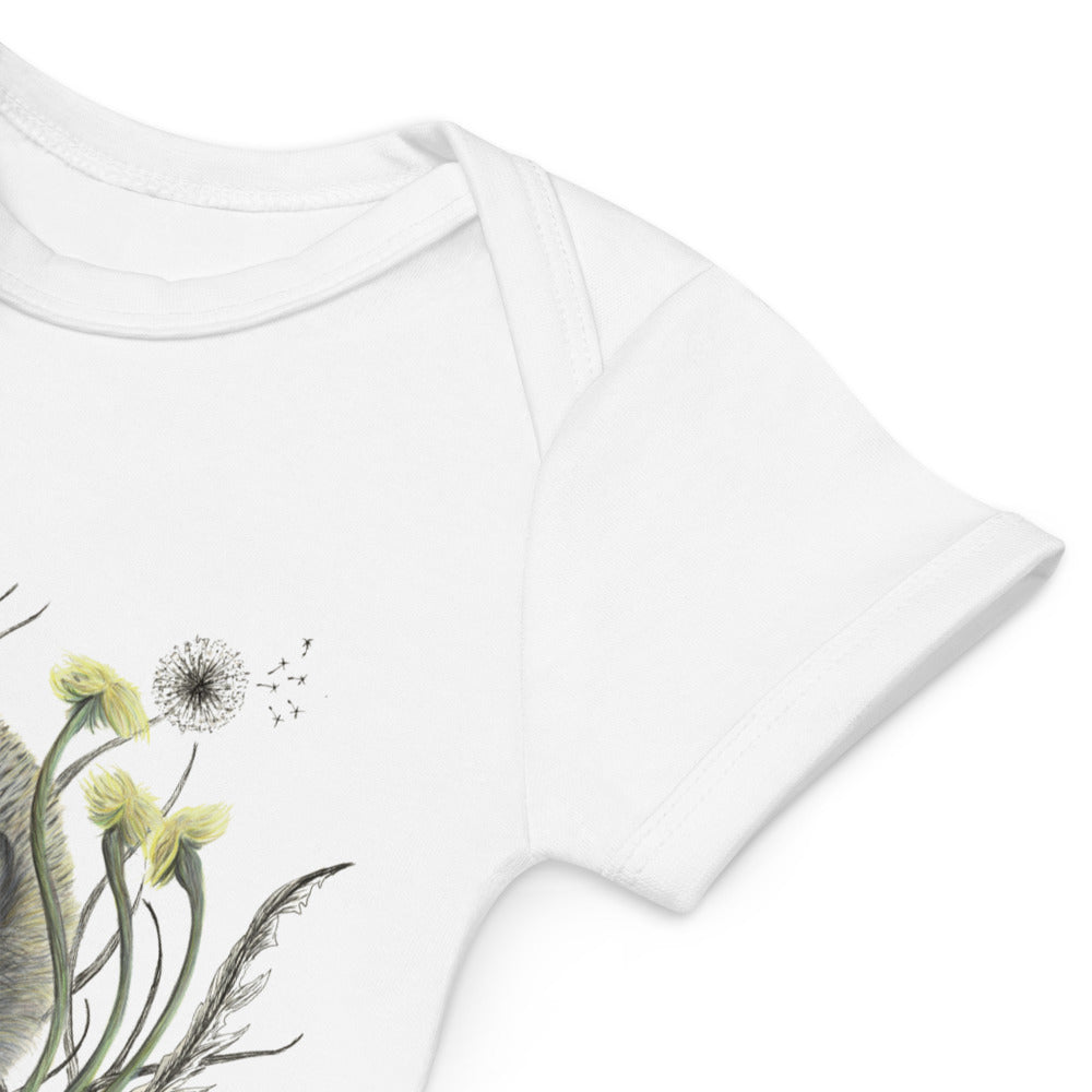 Organic cotton baby bodysuit Hedgehog