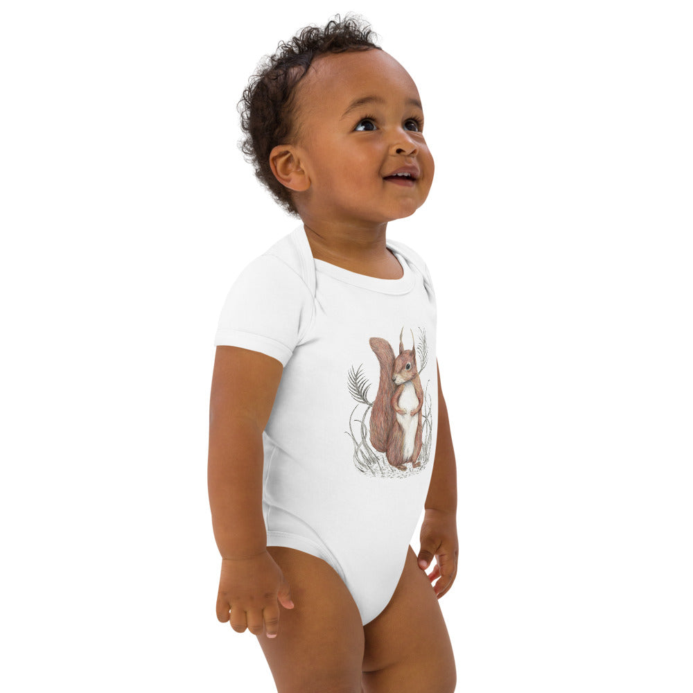 Organic cotton baby bodysuit Squirrel